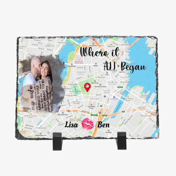 custom map love photo slate