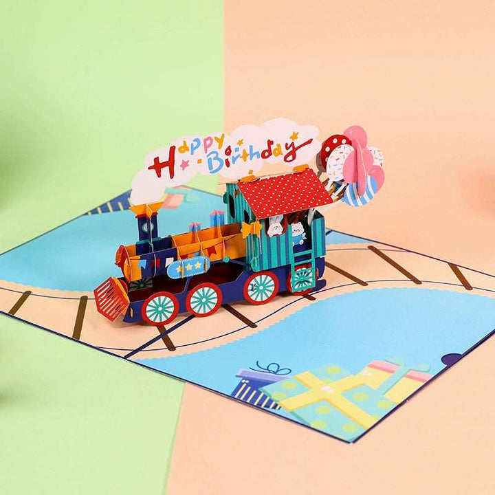 3D Train Paper Art Birthday Greeting Card