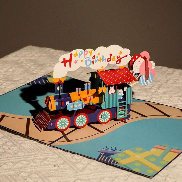 3D Train Paper Art Birthday Greeting Card