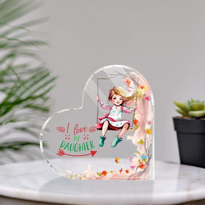 Love My Daughter -  Personalized Heart Acrylic Plaque Festival Gift